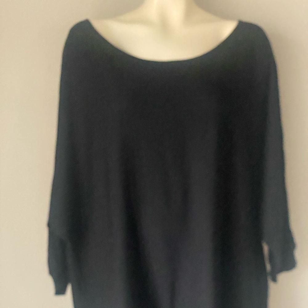 Women's Avenue Knit Top Scoop neck 3/4 Dolman Peep Hole Sleeve Size 22/24 Black